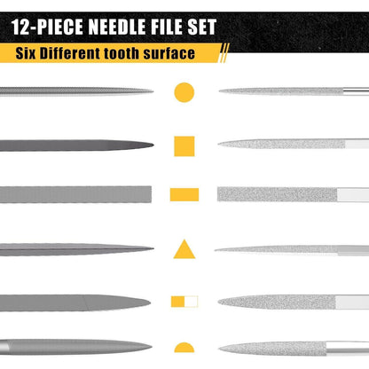Nadelfeilen Set 12tlg – Metall, Diamant & Werkzeugtasche