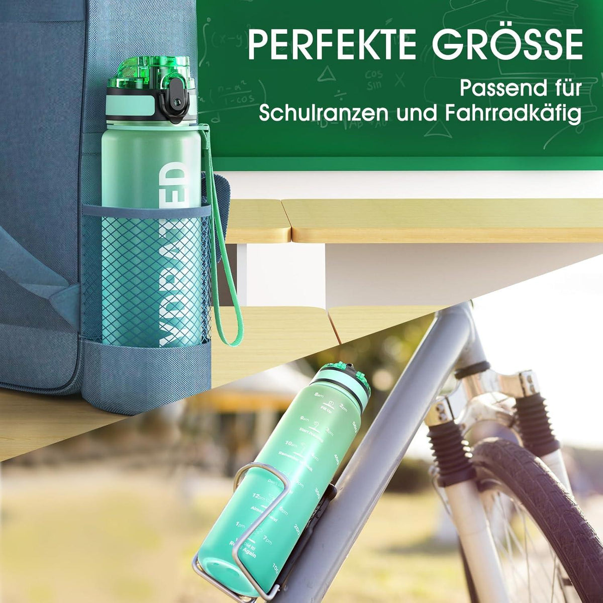 Sport Trinkflasche BPA-frei Tritan Auslaufsicher 500ML Minze Gym Yoga