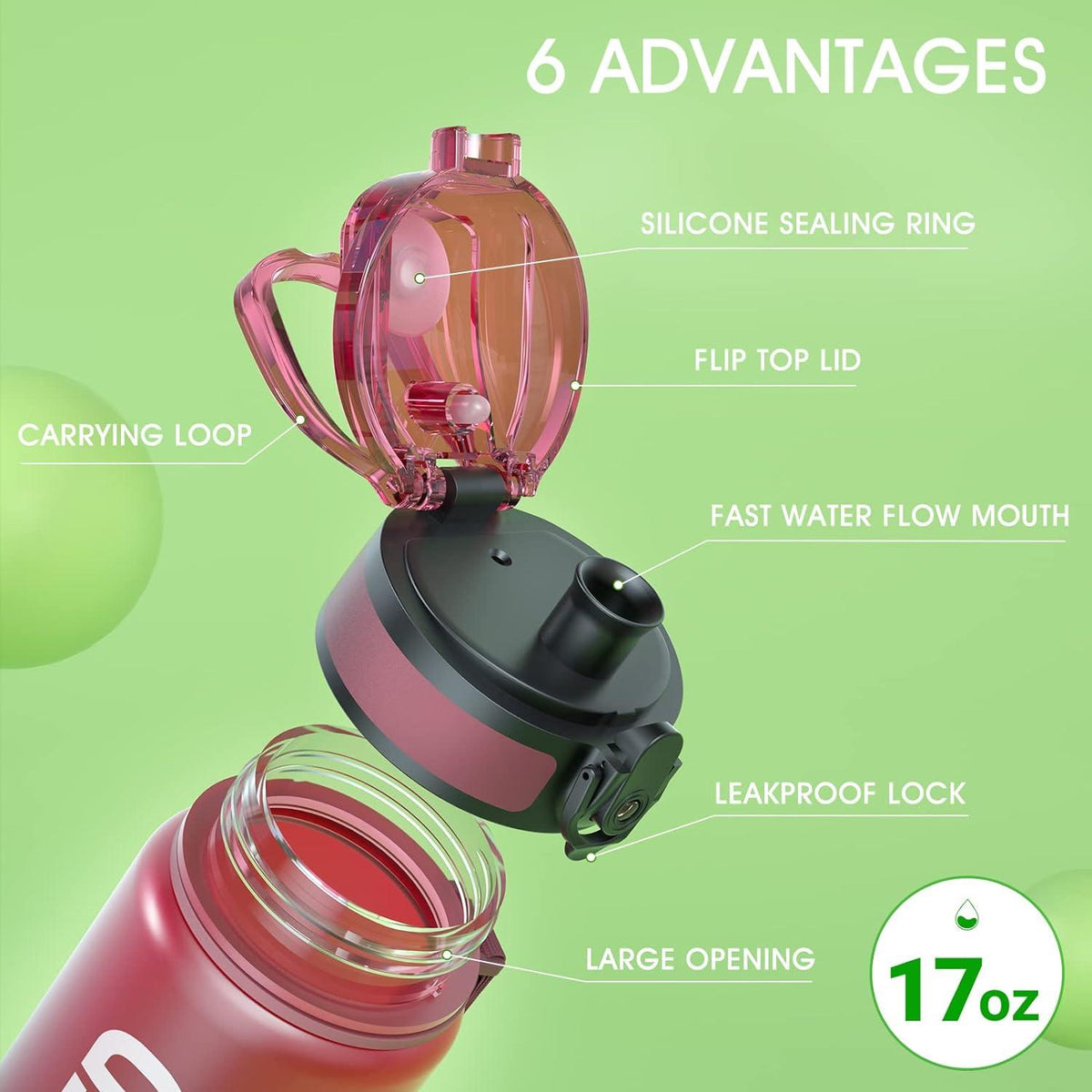 Sahara Sailor BPA-frei Tritan Sport Trinkflasche 500ml Dunkler