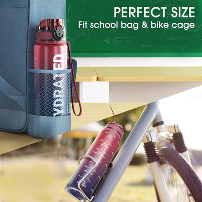 Sport Trinkflasche 1L BPA-frei Tritan Auslaufsicher Dunkler Regenbogen
