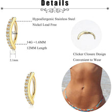 Bauchnabelpiercing Herz aus Edelstahl mit Zirkonia und Opal, 14G Gold