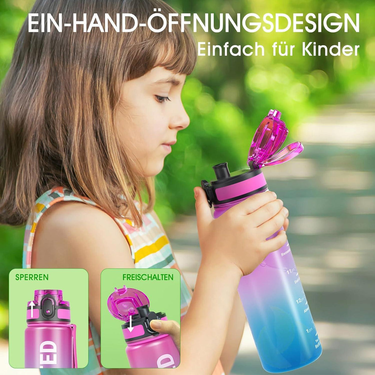 Sahara Sailor Sport Trinkflasche BPA-frei Tritan 1L Auslaufsicher Yoga Camping Gym