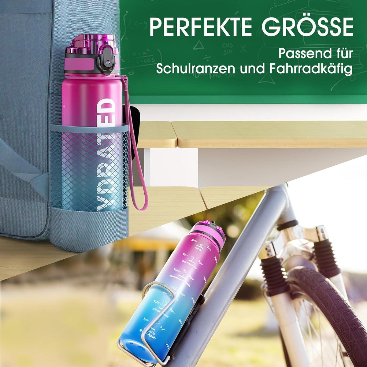 Sahara Sailor Sport Trinkflasche BPA-frei Tritan 1L Auslaufsicher Yogamatte Gym