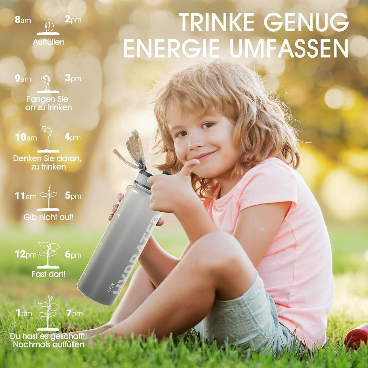 Trinkflasche Sport BPA-frei Tritan 1L Auslaufsicher Yoga Camping Gym