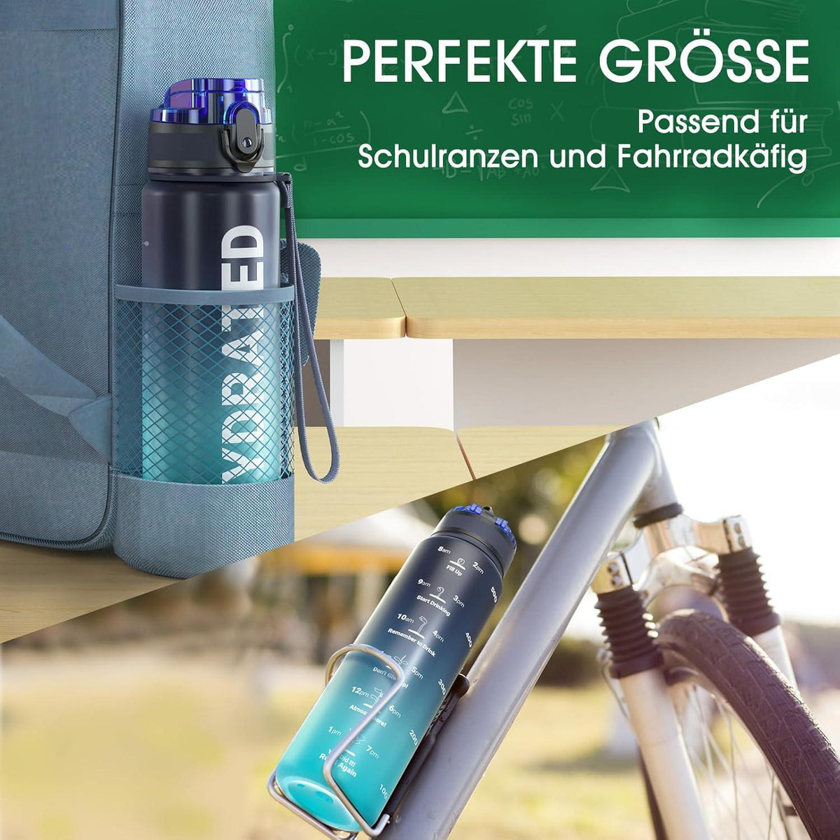 Sport Trinkflasche BPA-frei Tritan 1L Auslaufsicher Yoga Gym Fitness