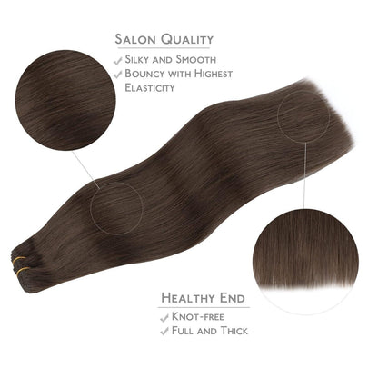 Echthaar Tressen 40cm Dunkelbraun - Haarverlängerung Weft
