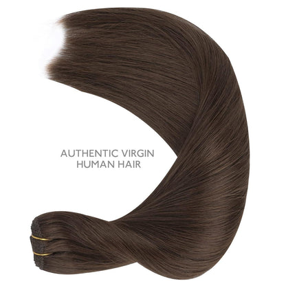 Echthaar Tressen 40cm Dunkelbraun - Haarverlängerung Weft