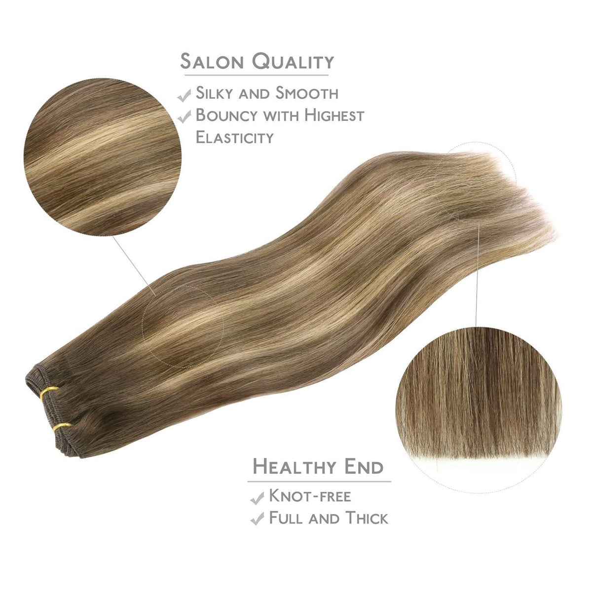 Echthaar Tressen 50cm Schokoladenbraun bis Karamellblond