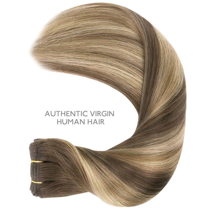 Echthaar Tressen 50cm Schokoladenbraun bis Karamellblond