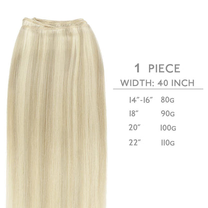 Echthaar Tressen Aschblond Highlights Platinblond 35cm