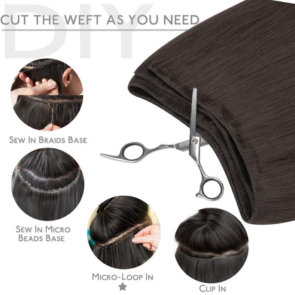 Echthaar Tressen Dunkelbraun bis Kastanienbraun 40cm