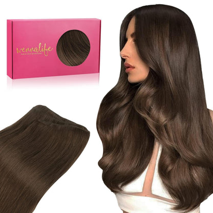Echthaar Tressen 40cm Schoko-Karamell Blond Weft