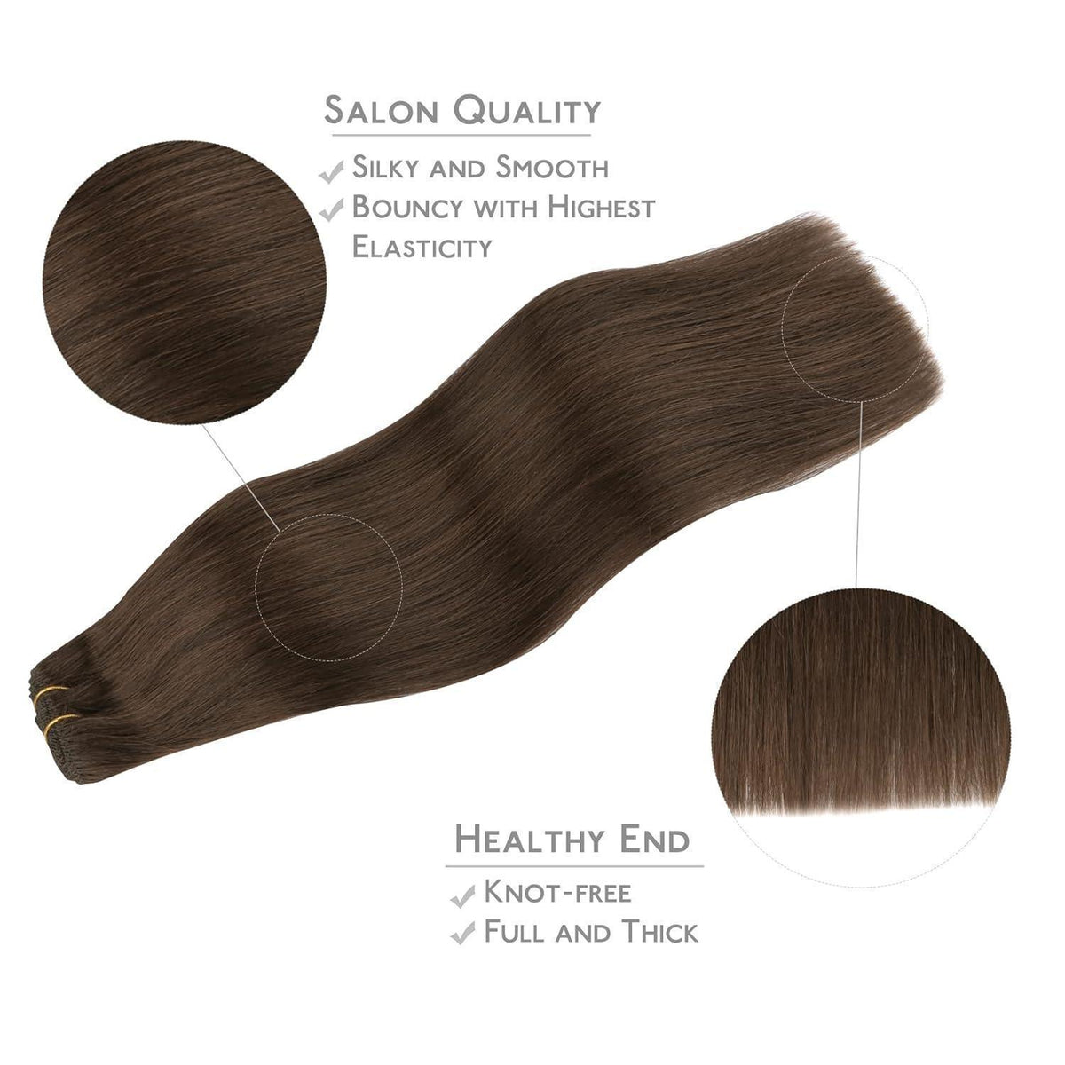 Echthaar Tressen 40cm Schoko-Karamell Blond Weft