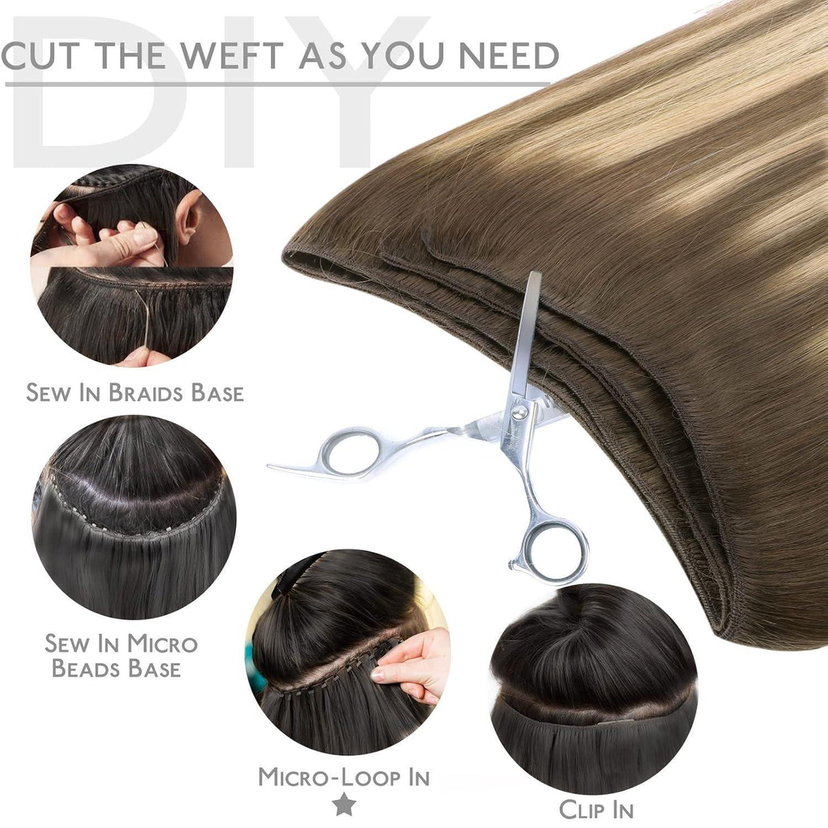 Echthaar Tressen Balayage Schoko-Karamell 35cm 80g