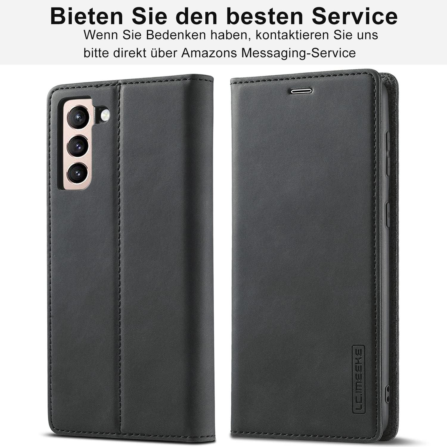 2023 Upgraded Samsung Galaxy S23 Handyhülle Leder Flip Wallet Schwarz