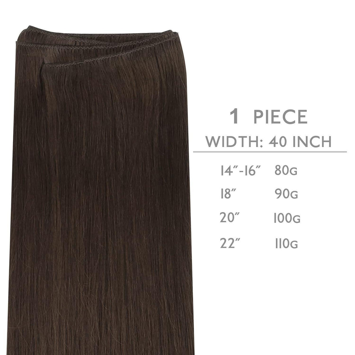 Echthaar Tressen 35cm - Helles Dunkel Braun Weft