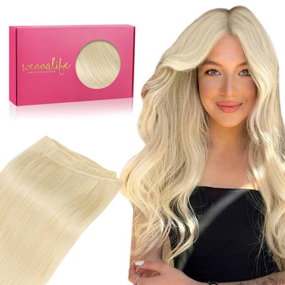 Echthaar Tressen 55cm Platinblond zum Einnähen