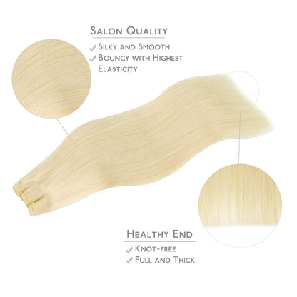 Echthaar Tressen 55cm Platinblond zum Einnähen