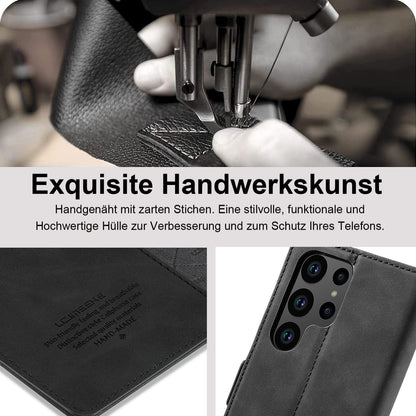 Samsung Galaxy S23 Ultra Handyhülle Leder Wallet Schutzfolie