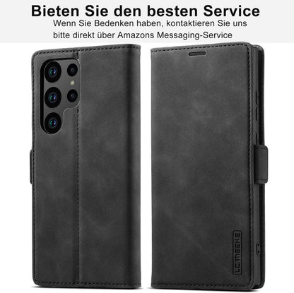 Handyhülle Samsung Galaxy S23 Ultra Leder Flip Wallet Schutzfolie