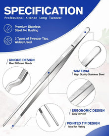 Professionelle 12-Zoll Edelstahl Kochpinzette Set, Küchen