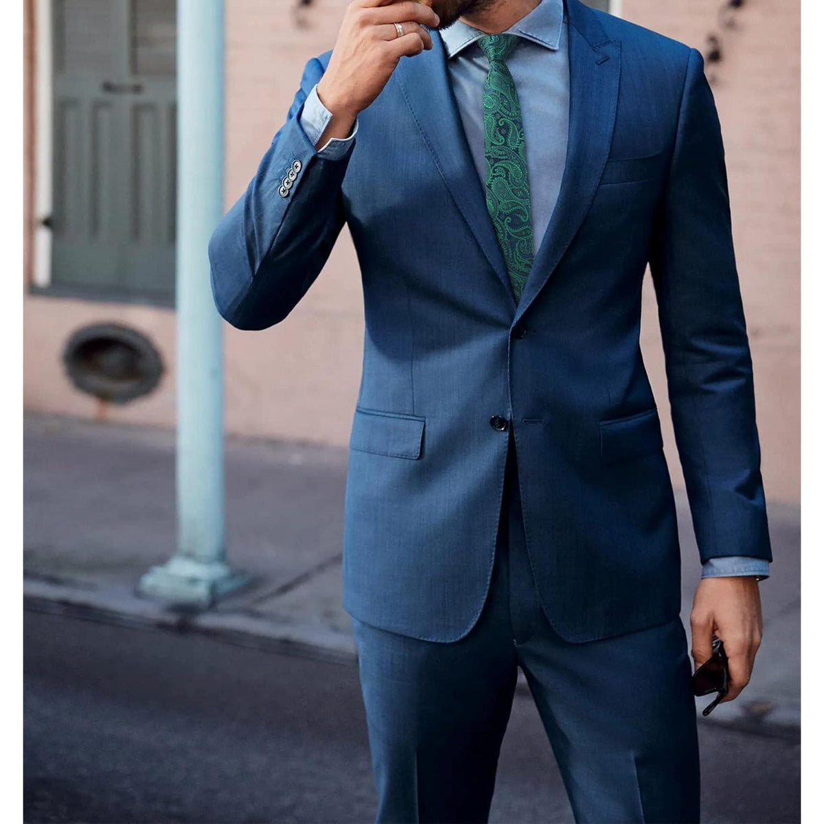 Schmale Herren Krawatte 6cm Grünes Paisley für Business & Hochzeit