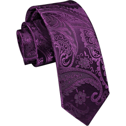 Schmale Herren Krawatte Lila Paisley 6cm für Business & Hochzeit