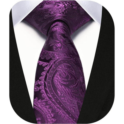 Schmale Herren Krawatte Lila Paisley 6cm für Business & Hochzeit