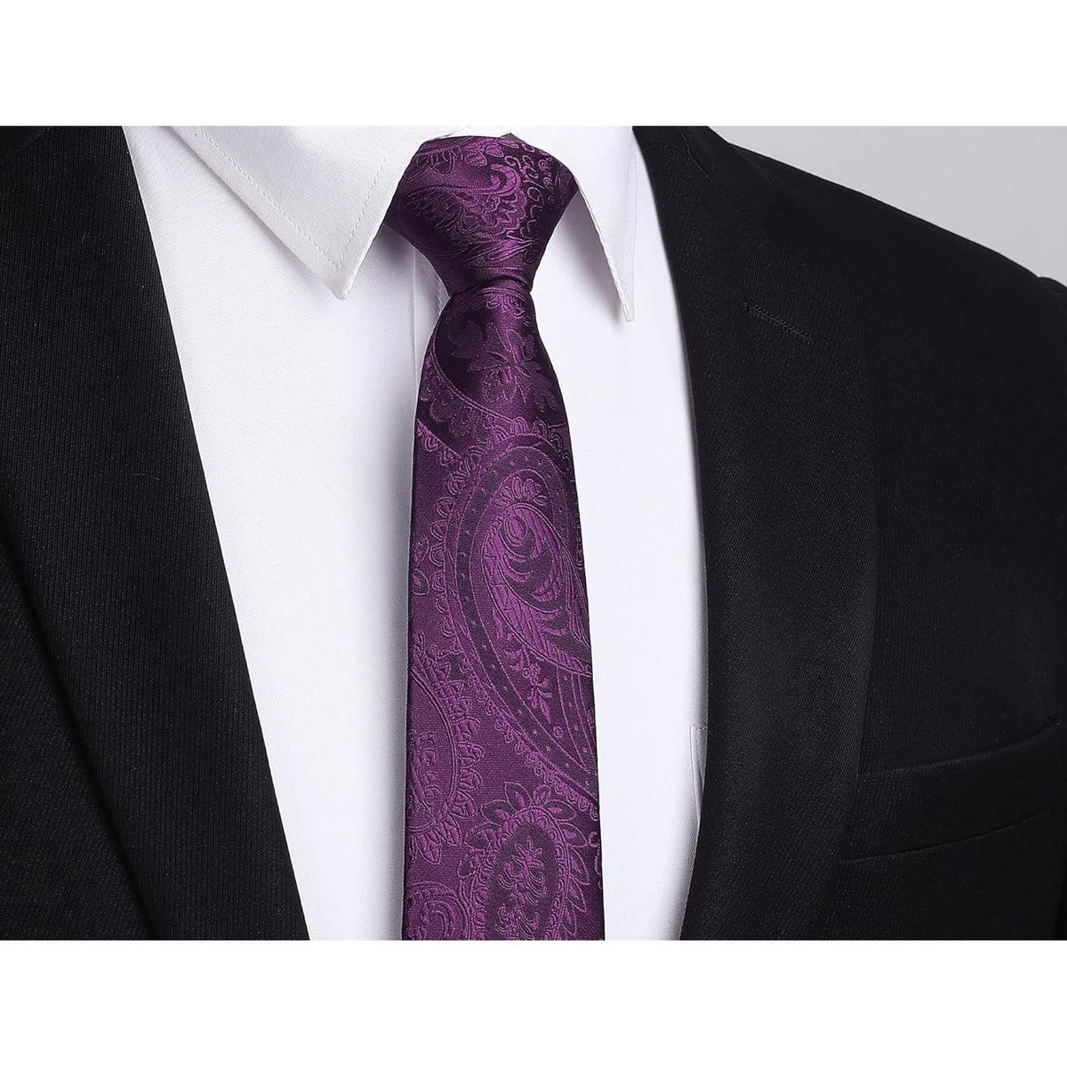 Schmale Herren Krawatte Lila Paisley 6cm für Business & Hochzeit