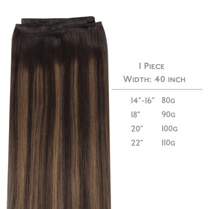 Echthaar Tressen Balayage Dunkelbraun bis Kastanienbraun 40cm