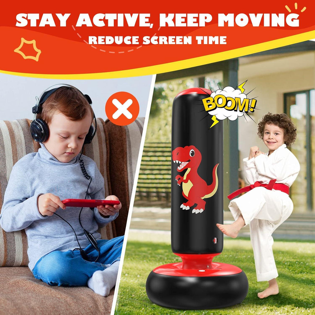 Aufblasbarer Boxsack Kinder für Praxis Karate Taekwondo MMA