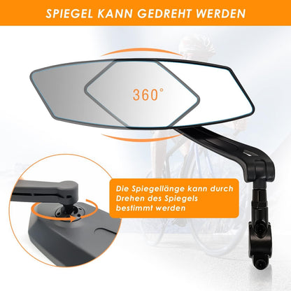 Arkham E-Bike Fahrradspiegel Stoßfestes Echtglas 360° schwenkbar langlebig