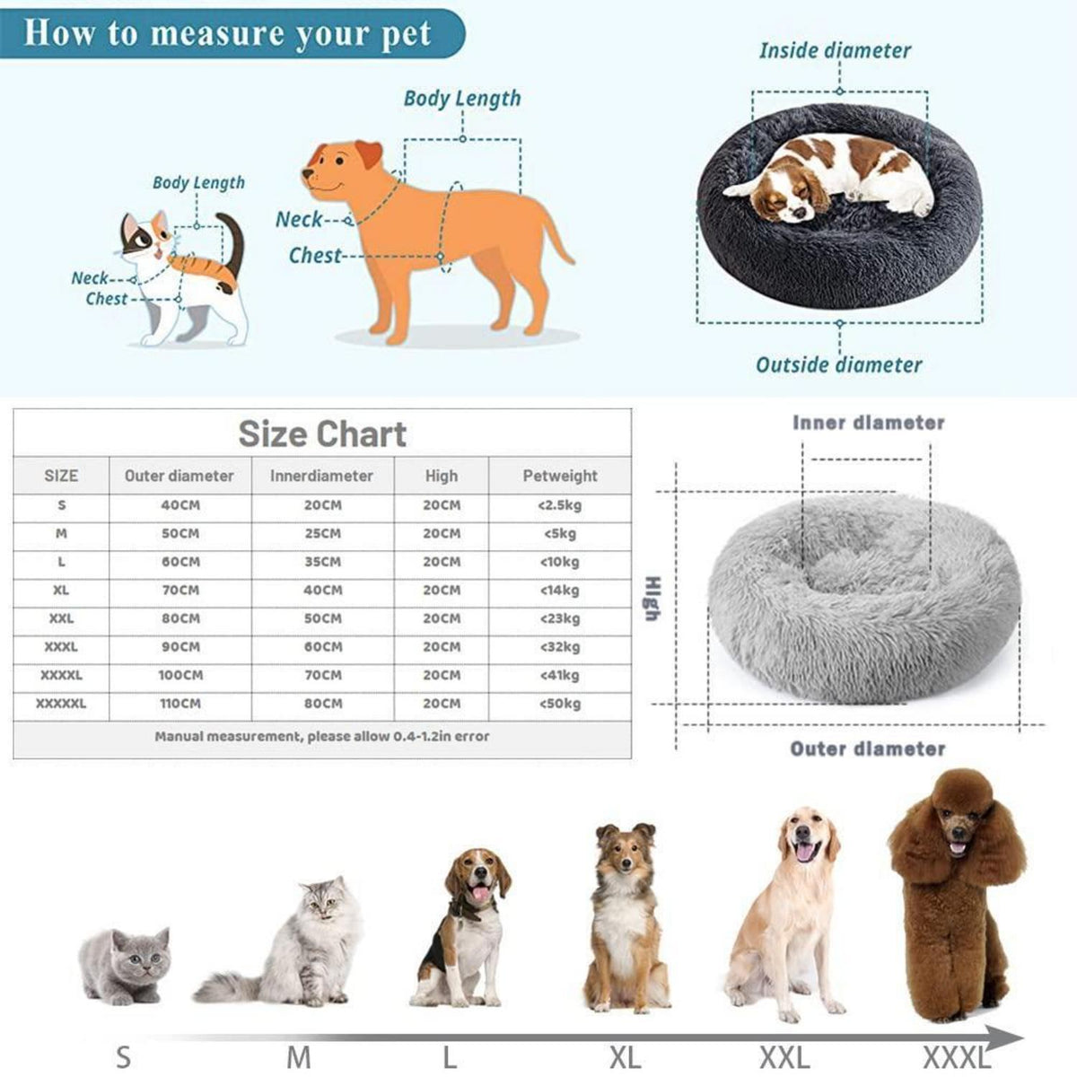 Flauschiges Hundebett Katzenbett Donut 100cm Dunkelrosa