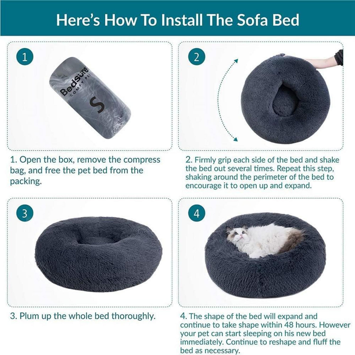 Flauschiges Hundebett Katzenbett Donut 100cm Dunkelrosa
