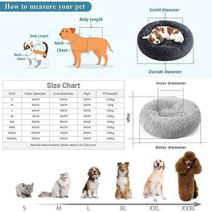 Flauschiges Hundebett Katzenbett Donut 100cm Blau