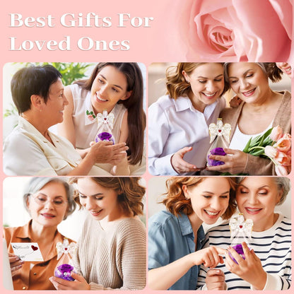 Ewige Rose Engel Geschenkset LED Halskette Violett