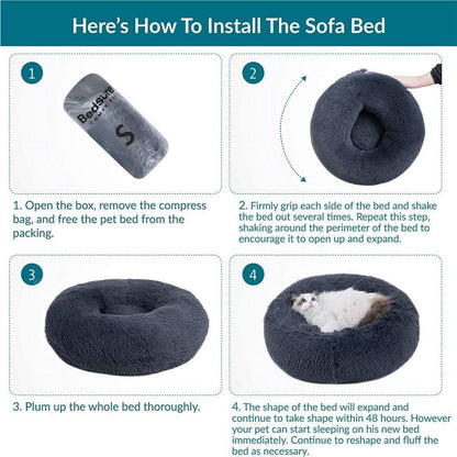 Flauschiges Hundebett Katzenbett Donut 100cm Blassgrün