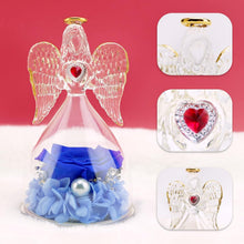 Ewige Rose Engel Glaskuppel LED-Halskette Geschenkbox Blau