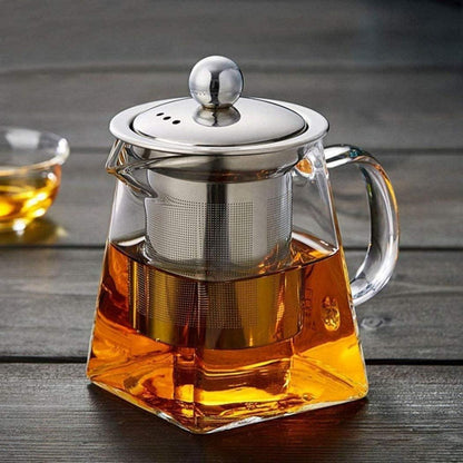 Teebereiter Glas Teekanne mit Edelstahl-Sieb Hitzebeständig