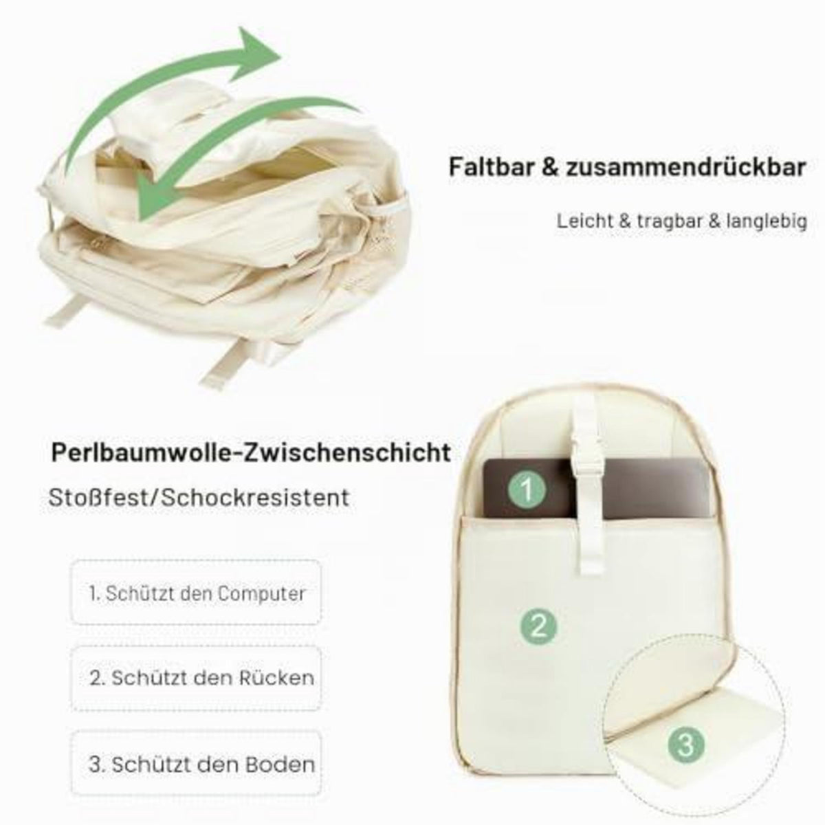 Lässiger Rucksack mit Laptopfach – Schultasche für Mädchen & Jungen