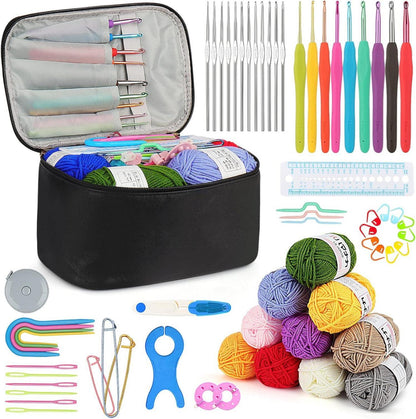 64-teiliges Set ergonomische Häkelnadeln mit Zubehör und Tasche