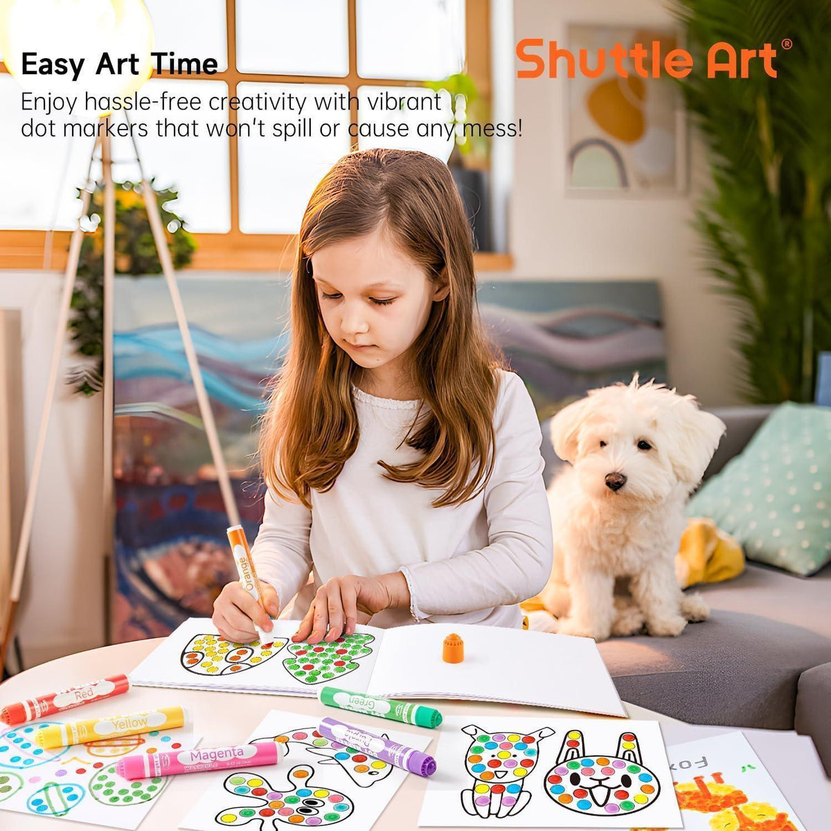 Dot Marker Set für Kinder, 26 Farben, auswaschbar, mit Malvorlagen