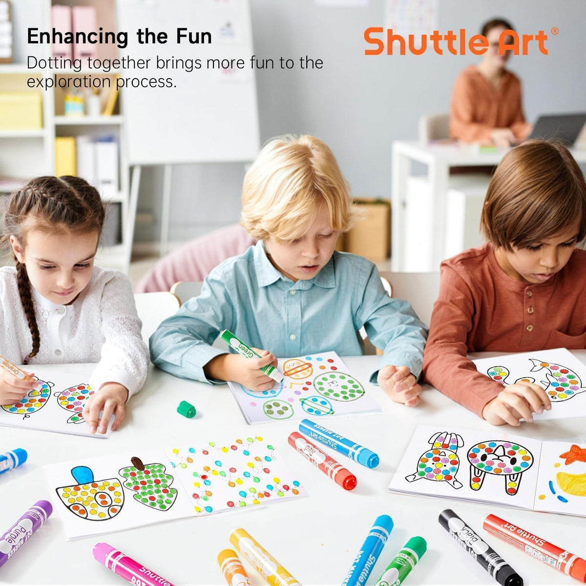 Dot Marker Set für Kinder, 26 Farben, auswaschbar, mit Malvorlagen