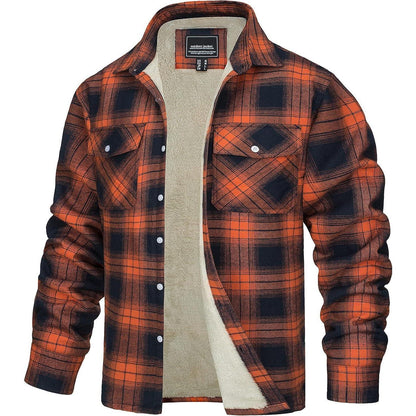 TACVASEN Herren Fleece Flanellhemd Winter Thermo Jacke Orange XL
