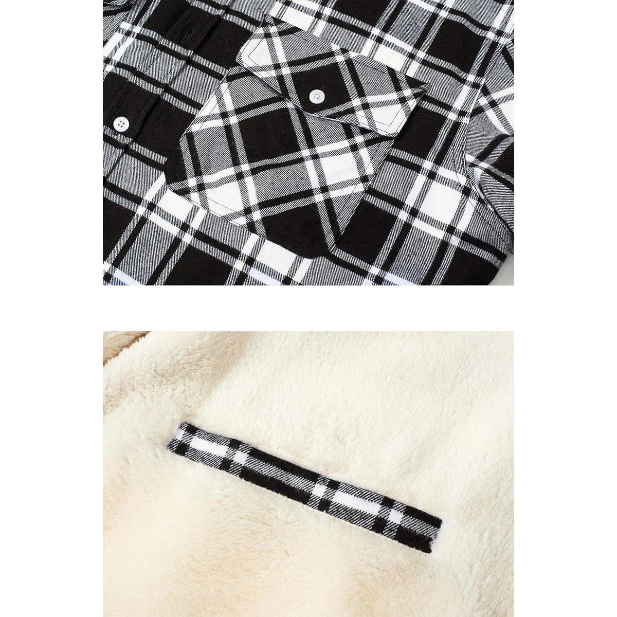 Herren Fleece Flanellhemd Winter Thermo Jacke Schwarz