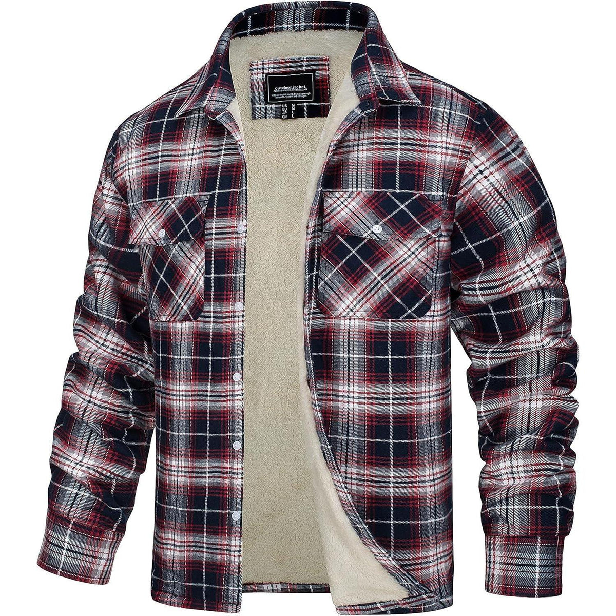 Herren Thermohemd mit Innenfleece, kariert, Rot Weiß XL