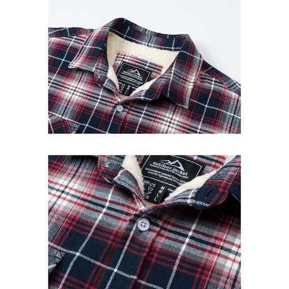 Herren Thermohemd Rot Weiß mit Innenfleece