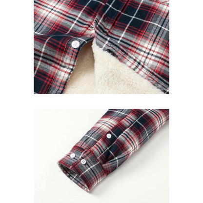 Herren Thermohemd Rot Weiß mit Innenfleece