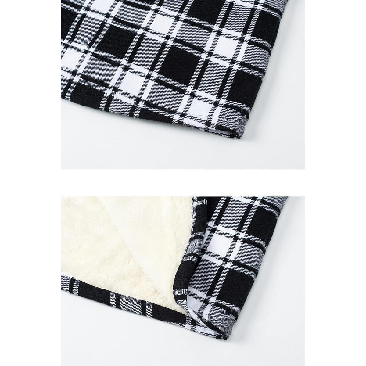 Herren Thermohemd mit Innenfleece, Karomuster, Schwarz XXL