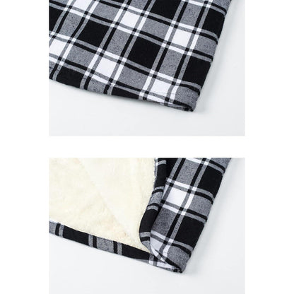 Herren Thermohemd mit Innenfleece, Karomuster, Schwarz XXL